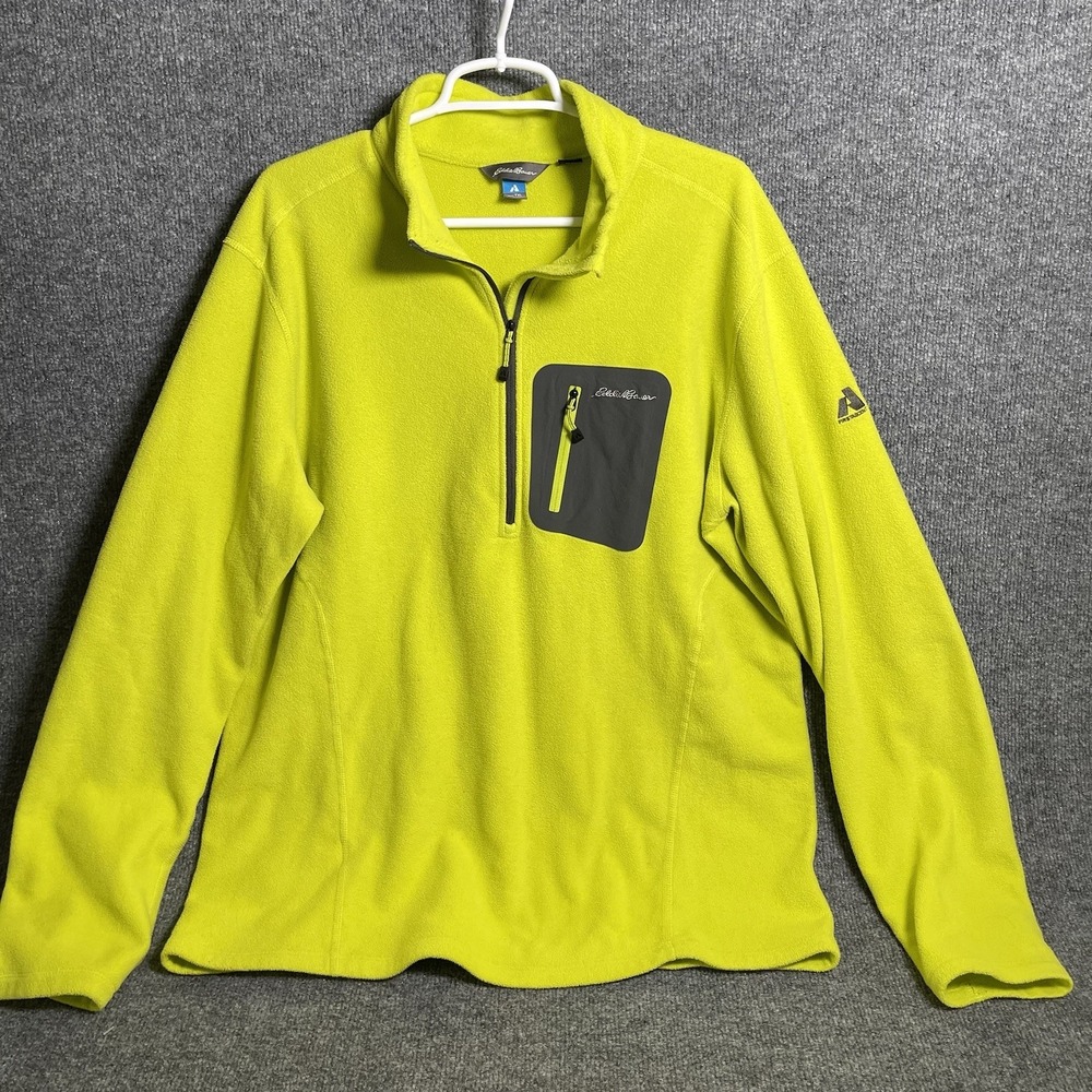 Eddie Bauer First Ascent  1/4 Zip Jacket Mens Sz TXL Fleece Neon Green Thermal